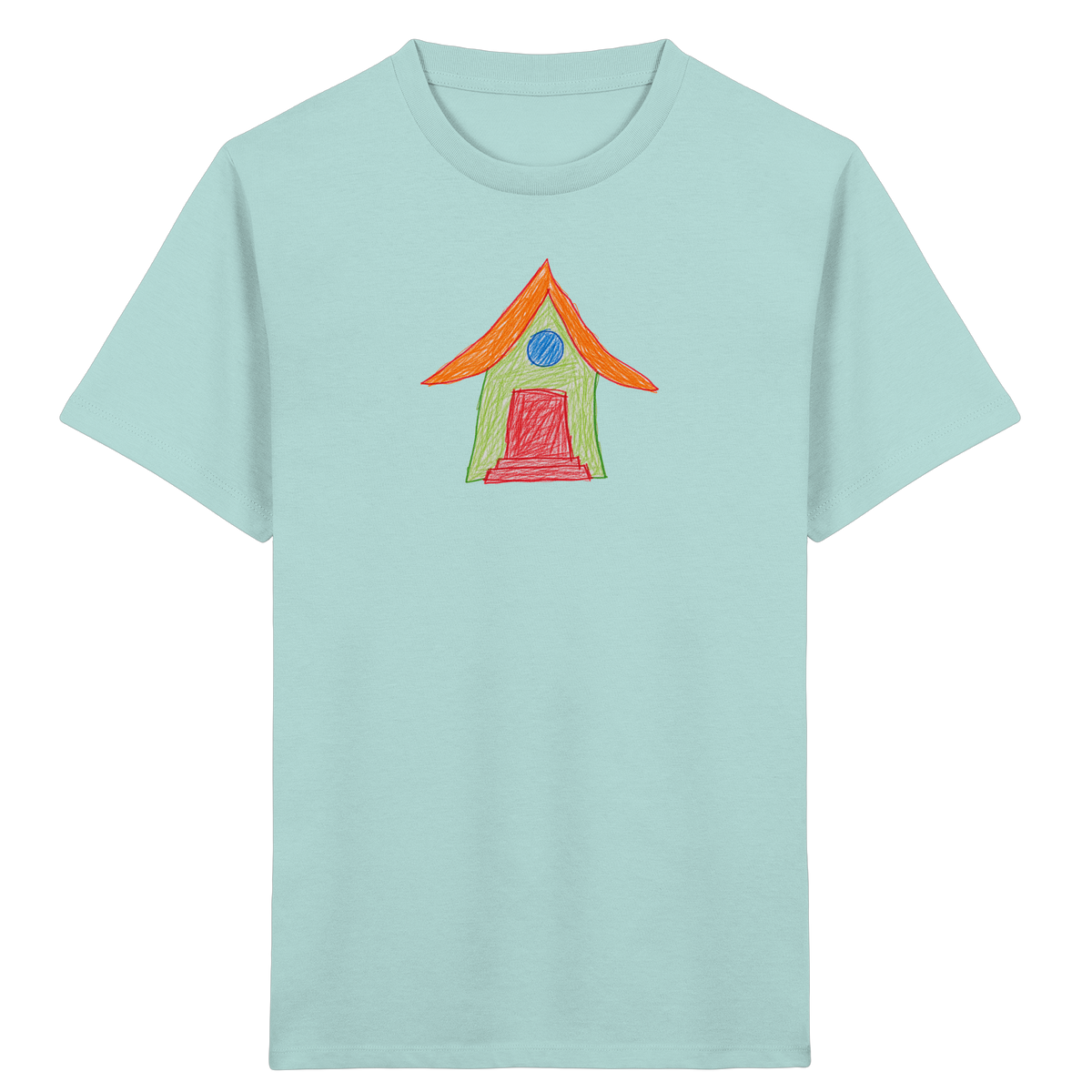 Grünes Haus mit Dachüberhang - Kinder Bio T-Shirt