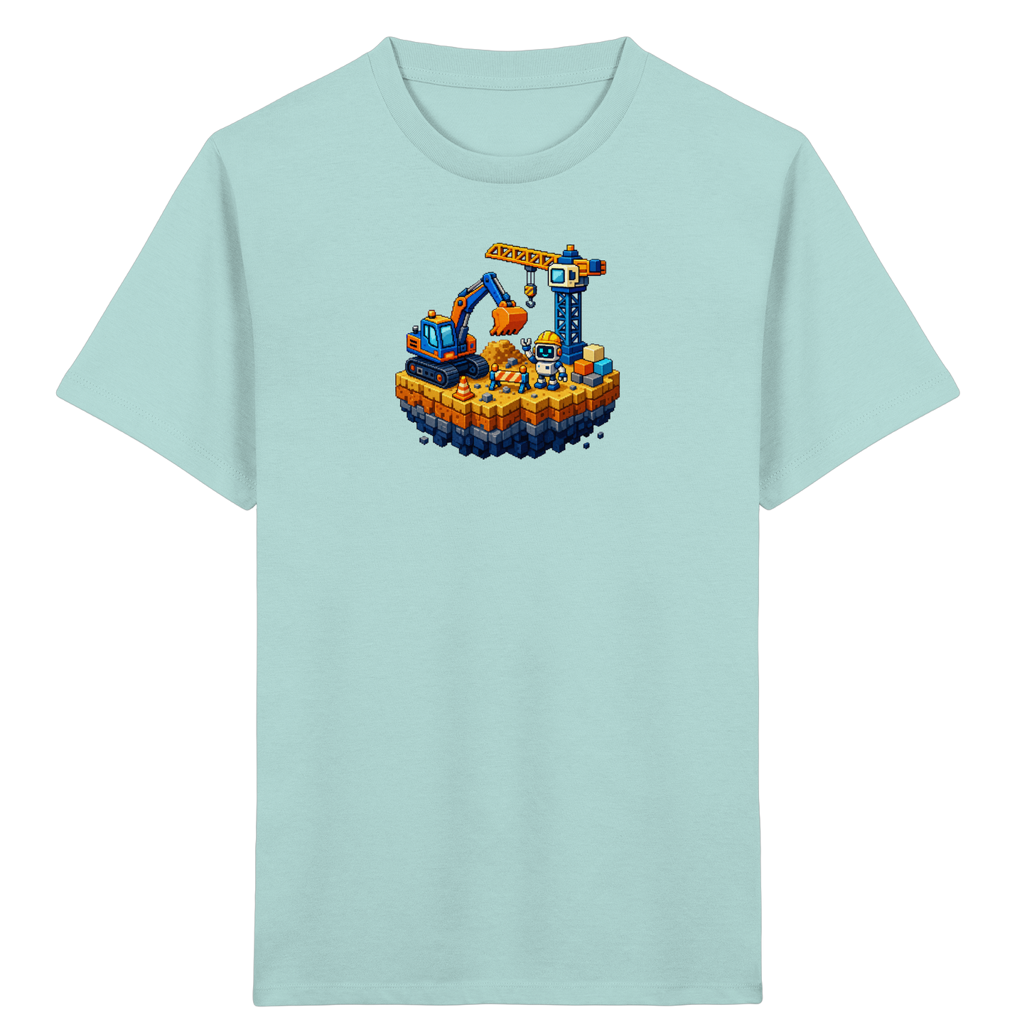 Niedliches Roboter Bagger Pixel T-Shirt - Kinder Bio T-Shirt