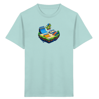 Cooles Skater Dinosaurier Pixel Shirt - Kinder Bio T-Shirt