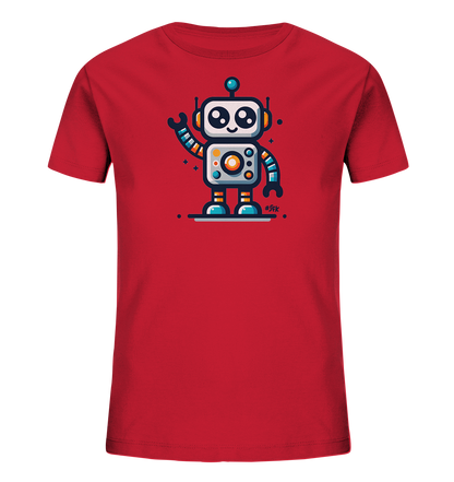 Kinder-T-Shirt mit winkendem buntem Roboter