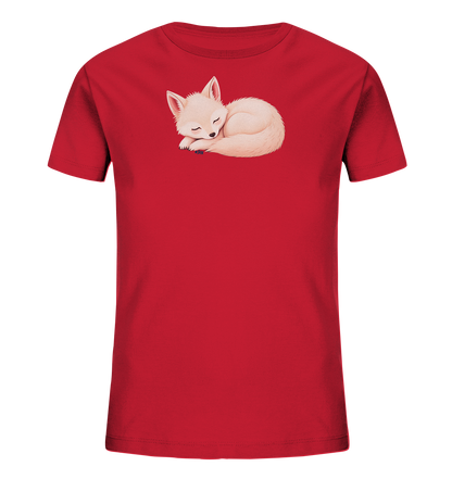 Kinder T-Shirt mit ein zusammengerollter schlafender Fuchs mit geschlossenen Augen