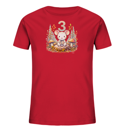 Kinder T-Shirt mit Maus, Geschenk und Zahl 3