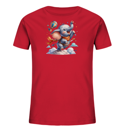 Kinder T-Shirt mit fliegendem Elefant und Ballonrakete
