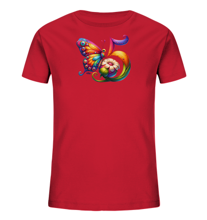 Kinder T-Shirt mit bunter Zahl 5 und Schmetterling