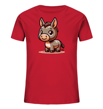 Kinder T-Shirt mit freundlichem Cartoon-Esel, großen Augen und langen Ohren