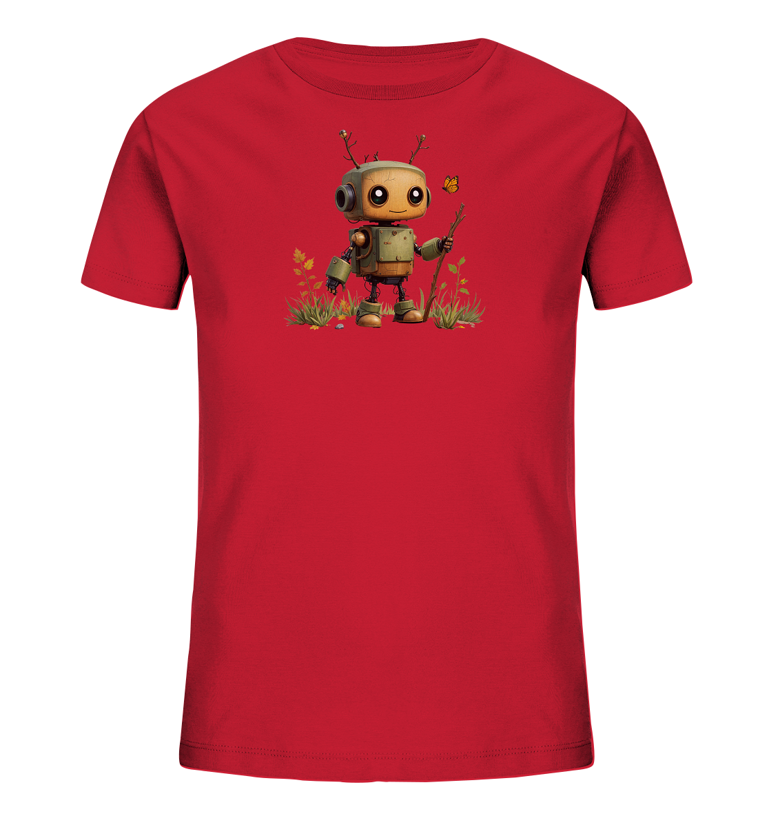 Kinder T-Shirt | Kleiner Ast-Roboter findet Freund - Kinder Bio T-Shirt