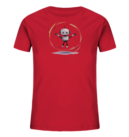 Kinder-T-Shirt | Roboter fliegt durch bunte Farben - Kinder Bio T-Shirt