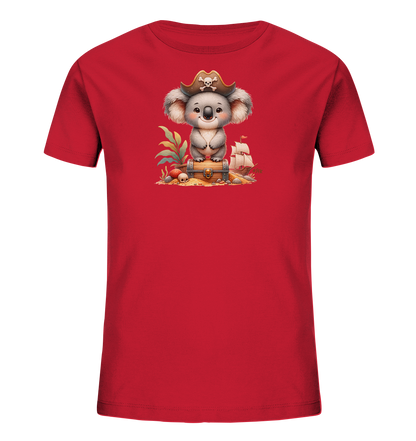 Kinder T-Shirt mit ein Koala mit Piratenhut auf einer Schatzkiste