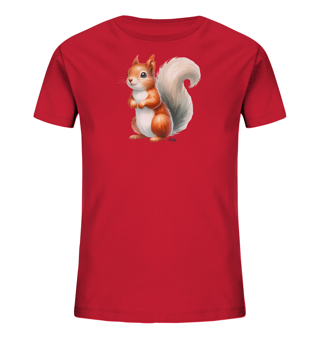 Aufrecht stehendes Eichhörnchen Motiv auf Kinder T-Shirt