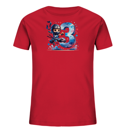 Blauer Ninja feiert die Drei Motiv auf Kinder T-Shirt