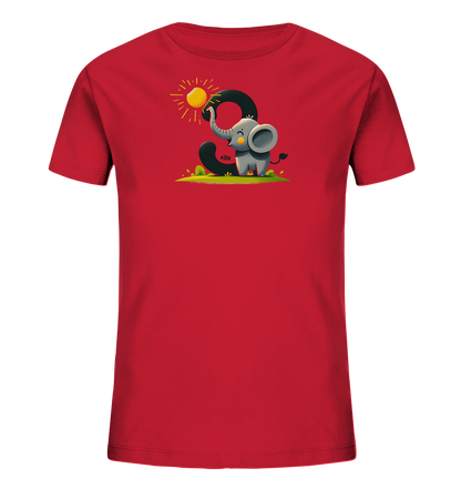 Kinder T-Shirt mit Cartoon-Elefant, Sonne und Zahl 9