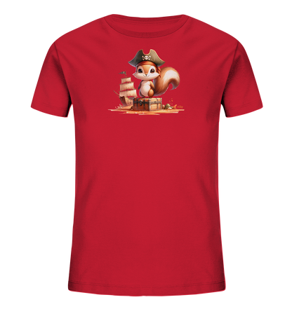 Kinder T-Shirt mit Eichhörnchen als Pirat und Schatztruhe
