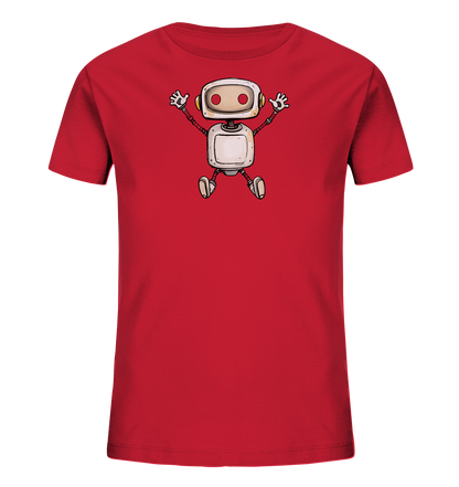 Kinder T-Shirt Roboter beim Freudensprung - Kinder Bio T-Shirt