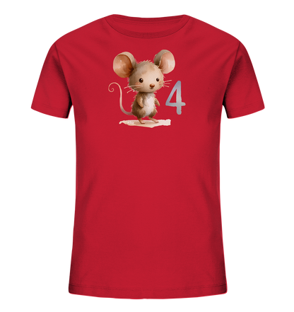 Kinder T-Shirt mit kleiner Maus und großer Zahl 4
