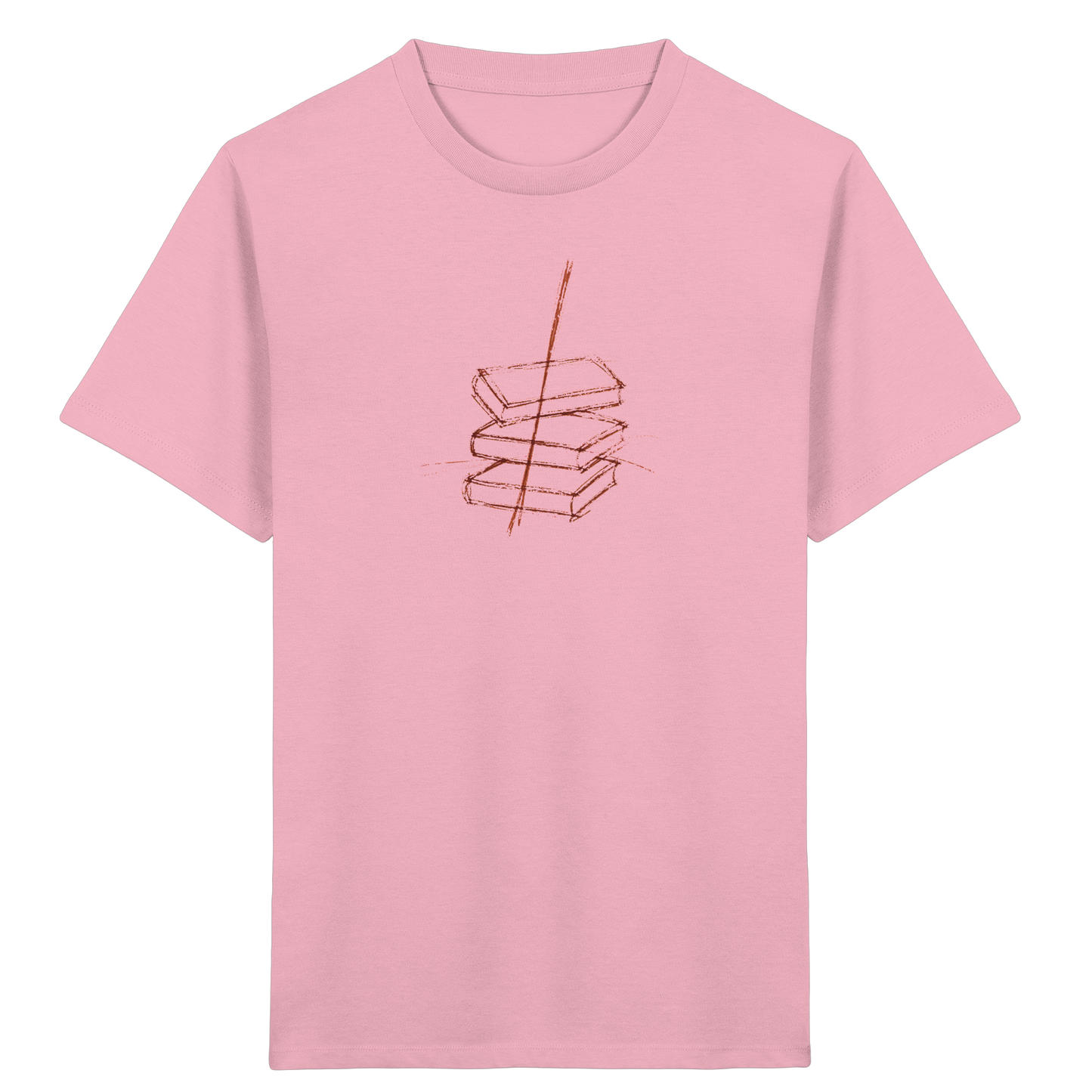 Schiefe Bücherburg mit Bleistift - Kinder Bio T-Shirt