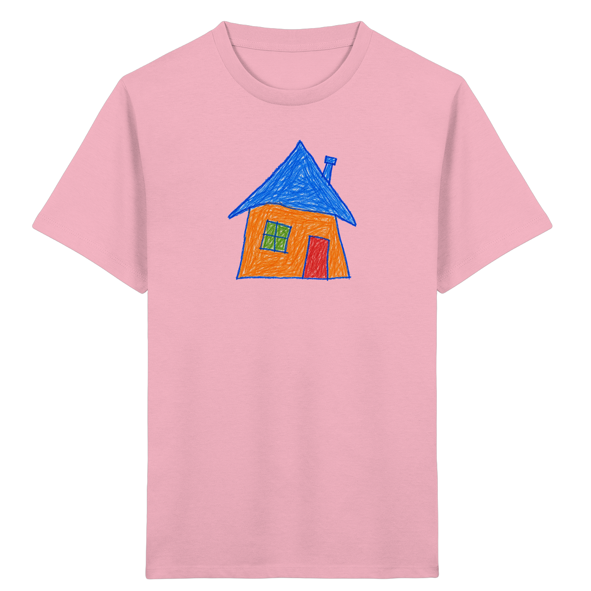 Oranges Haus mit Schornstein - Kinder Bio T-Shirt