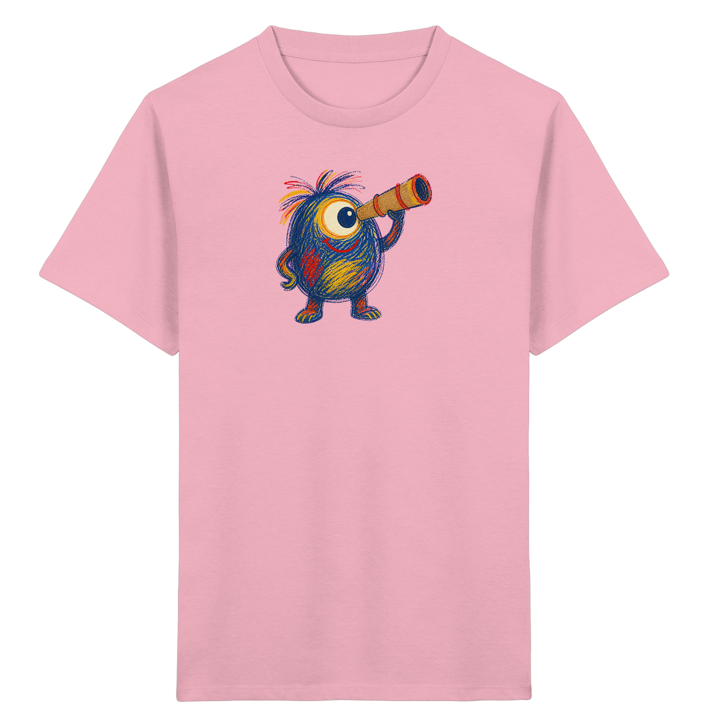 Mondgucker Monster mit Teleskop - Kinder Bio T-Shirt