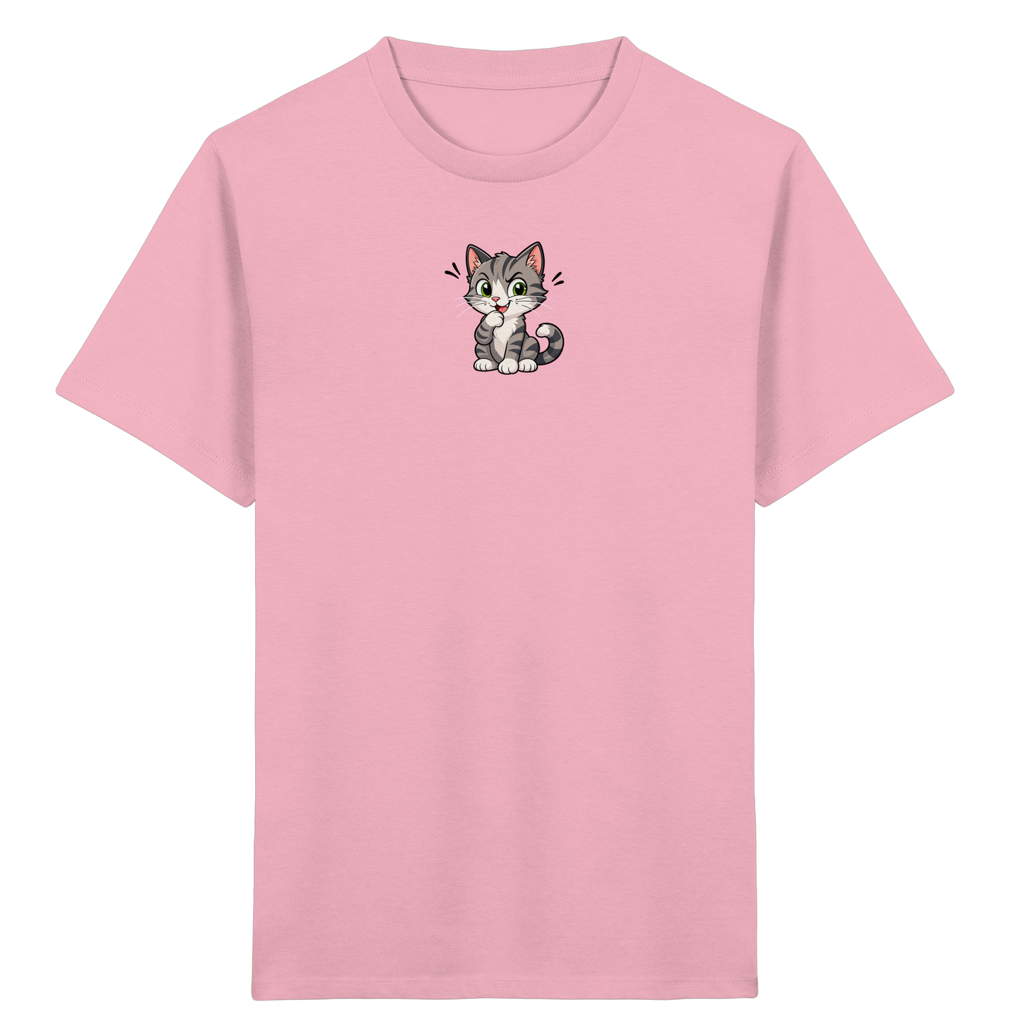 Cartoon Katze T-Shirt: Verspielter Blickfang! - Kinder Bio T-Shirt
