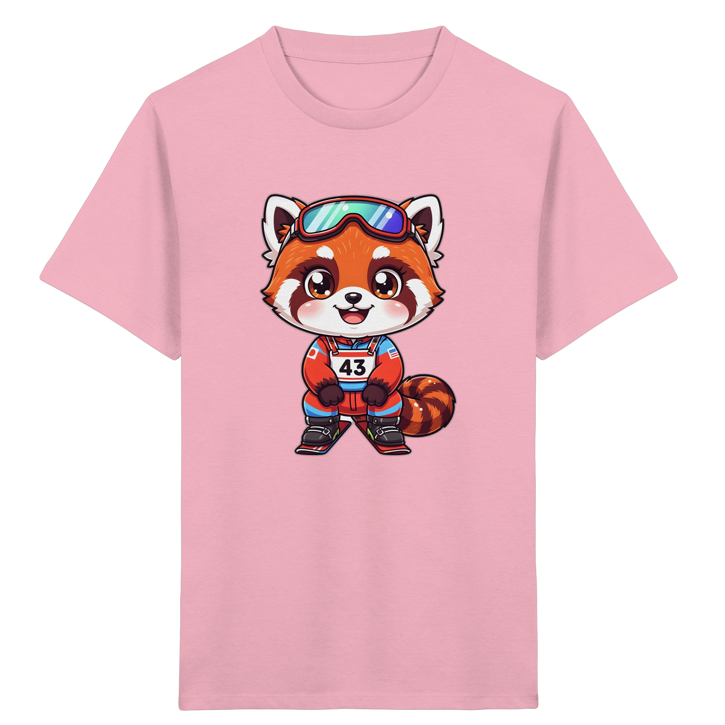 Roter Panda Ski Abenteuer Kinder T-Shirt