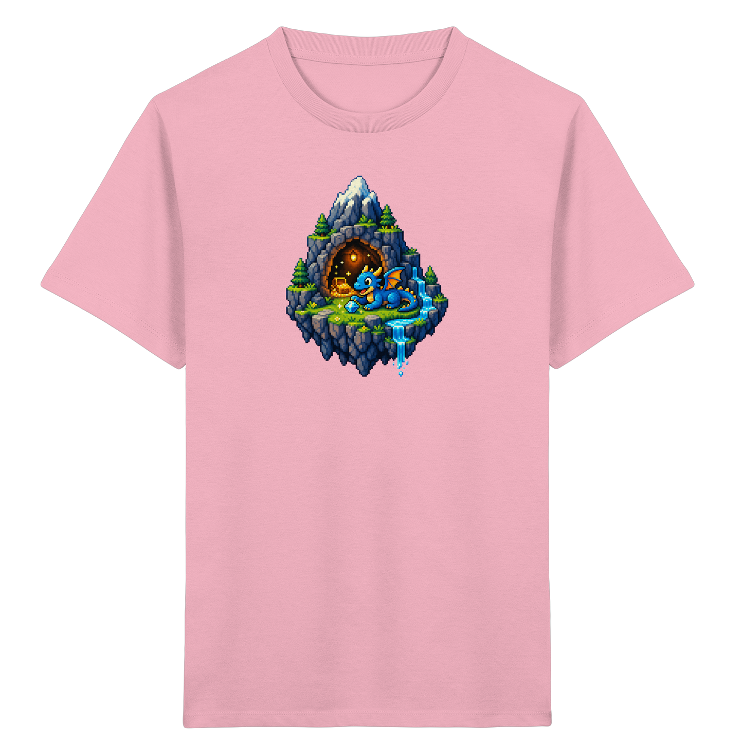Magischer Pixel Drache Schatz Insel - Kinder Bio T-Shirt
