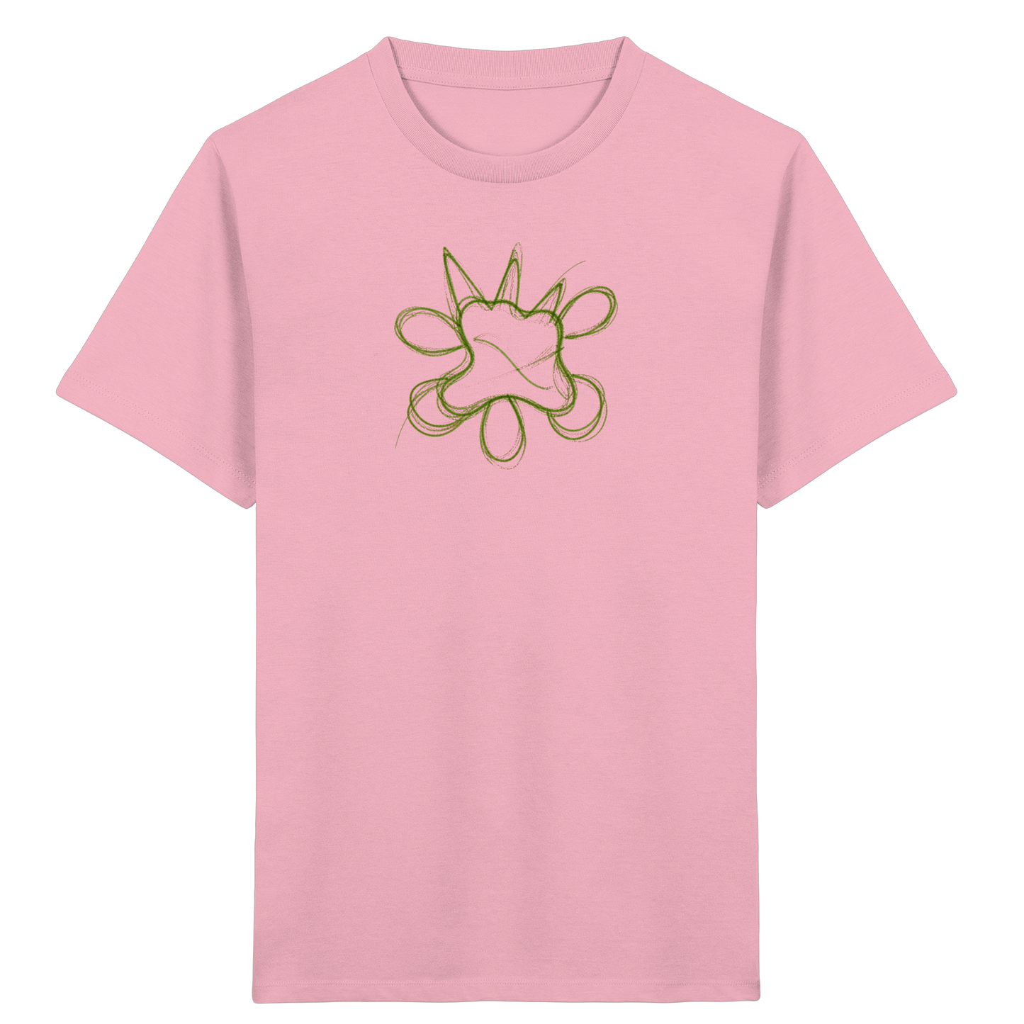 Grasgrünes Linienmonster für Kinder - Kinder Bio T-Shirt