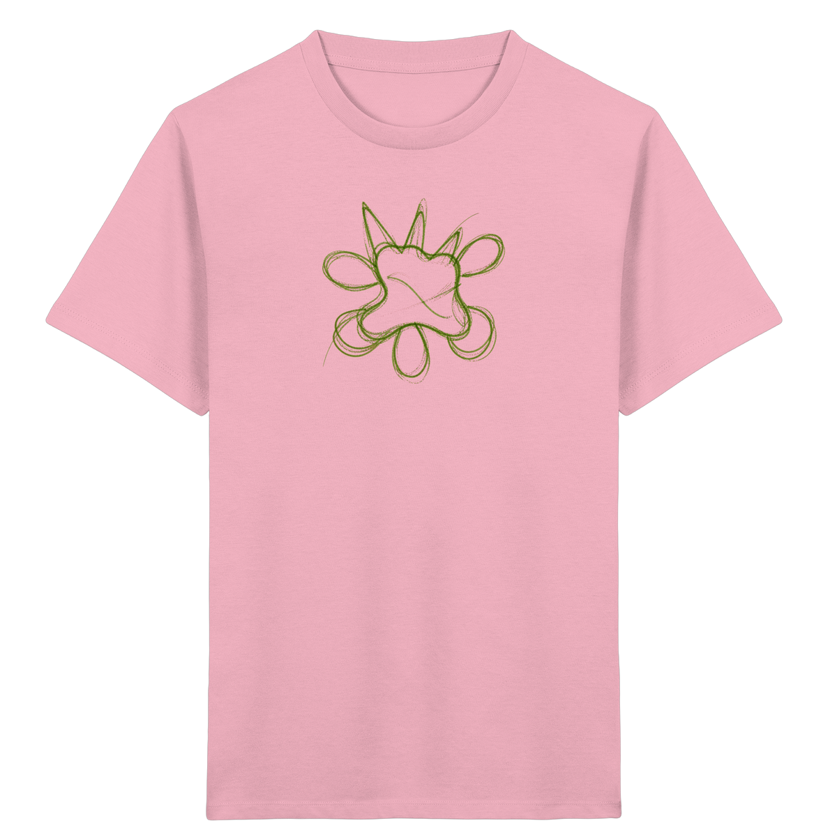 Grasgrünes Linienmonster für Kinder - Kinder Bio T-Shirt