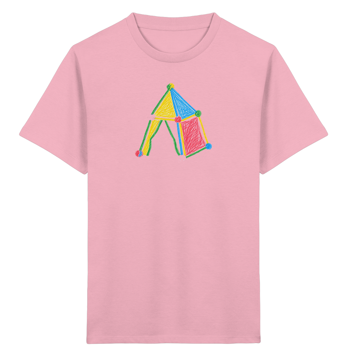 Buntes Farbpunkt Zelt Motiv - Kinder Bio T-Shirt