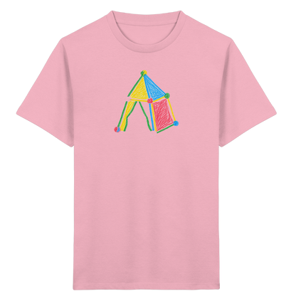 Buntes Farbpunkt Zelt Motiv - Kinder Bio T-Shirt