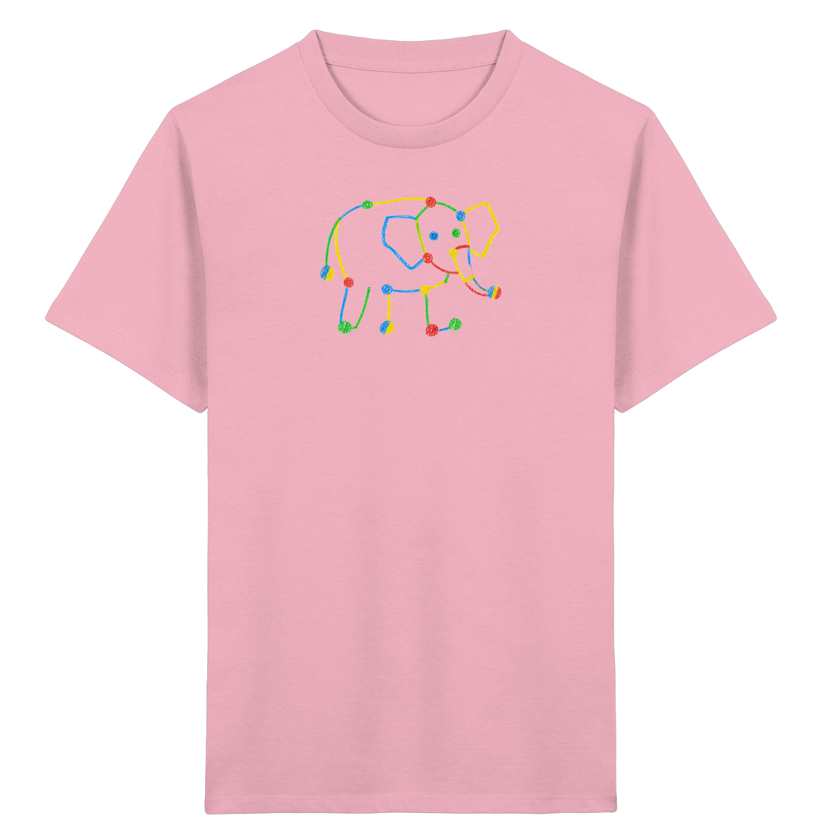 Farbpunkt Elefant Kinderzeichnung - Kinder Bio T-Shirt