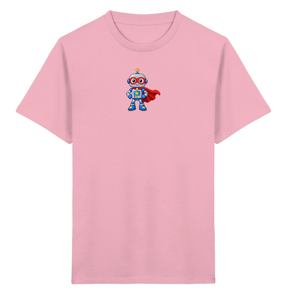 Pixel-Roboter Superhelden-Shirt: Freundliches Design - Kinder Bio T-Shirt