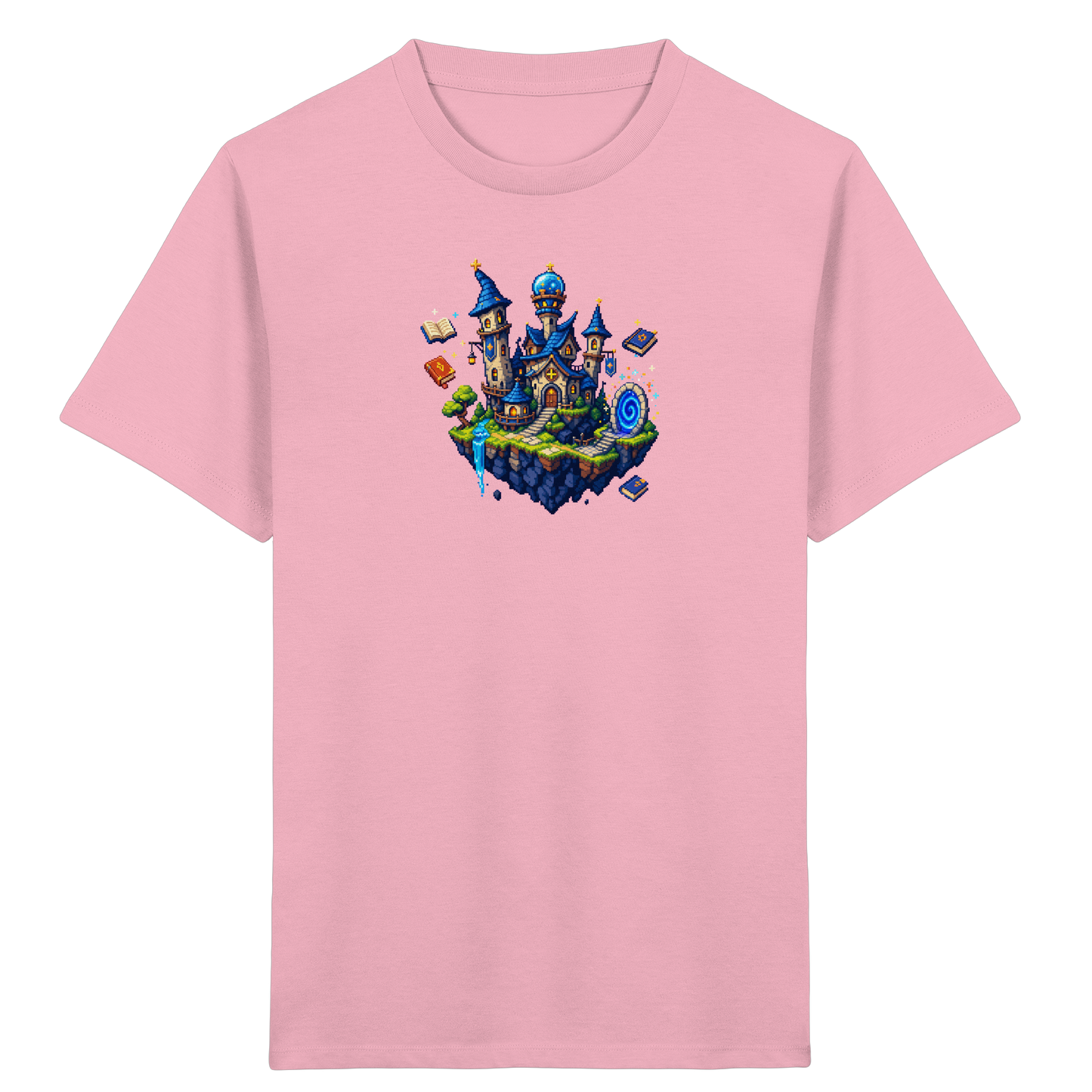 Magische Akademie schwebende Insel Pixel-Shirt - Kinder Bio T-Shirt