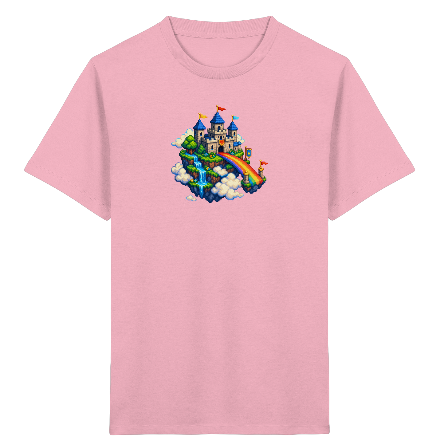 Magische Märchenburg im Pixel Art Design - Kinder Bio T-Shirt