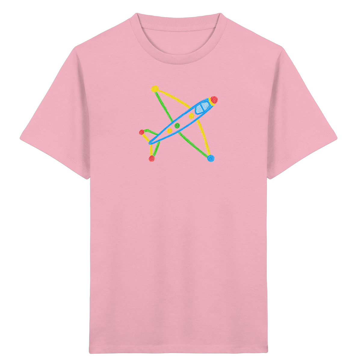 Buntes Flugzeug mit Farbpunkten - Kinder Bio T-Shirt