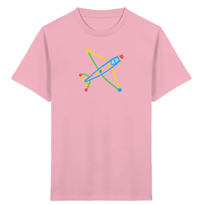 Buntes Flugzeug mit Farbpunkten - Kinder Bio T-Shirt