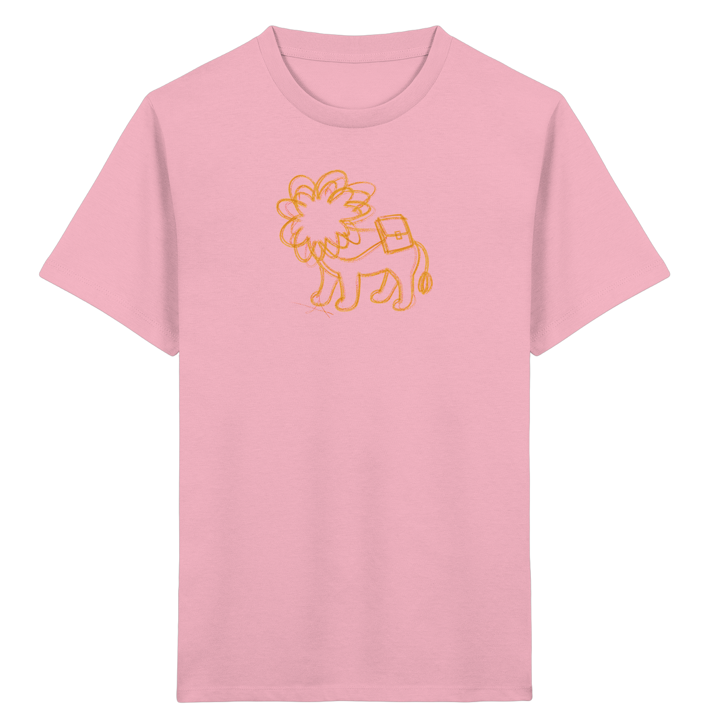 Senfgelber Krakellöwe mit Ranzen - Kinder Bio T-Shirt