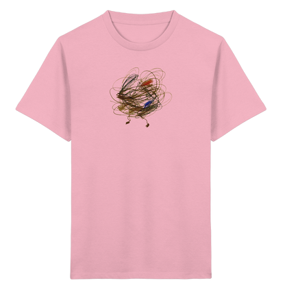 Cotton-Pink Kinder Bio T-Shirt mit abstraktem Vogel-Motiv