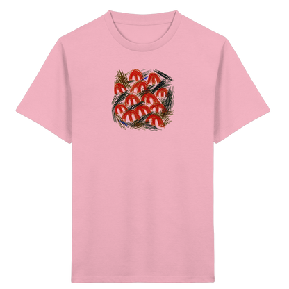 Cotton-Pink Kinder Bio T-Shirt mit Pilz-Motiv im Kritzelstil