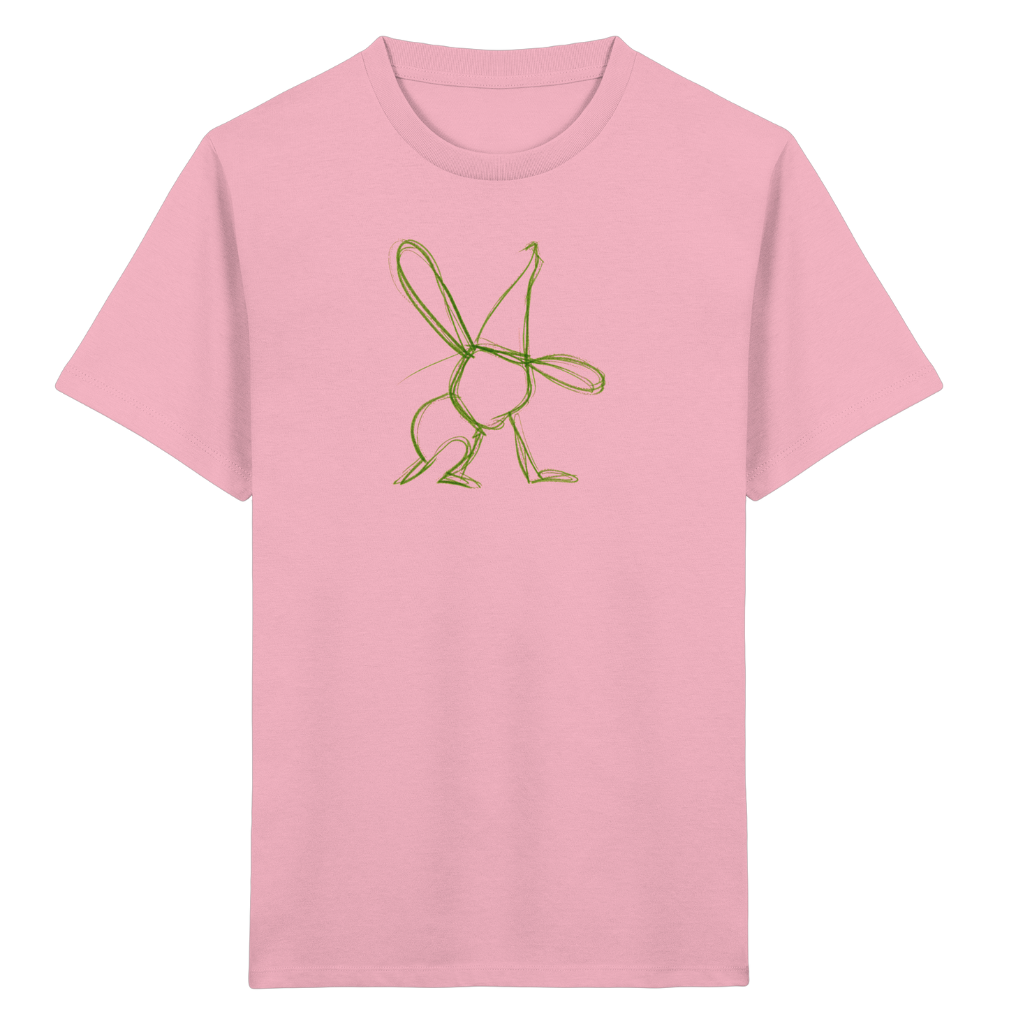 Moosgrüner Wackelhase mit Schultüte - Kinder Bio T-Shirt