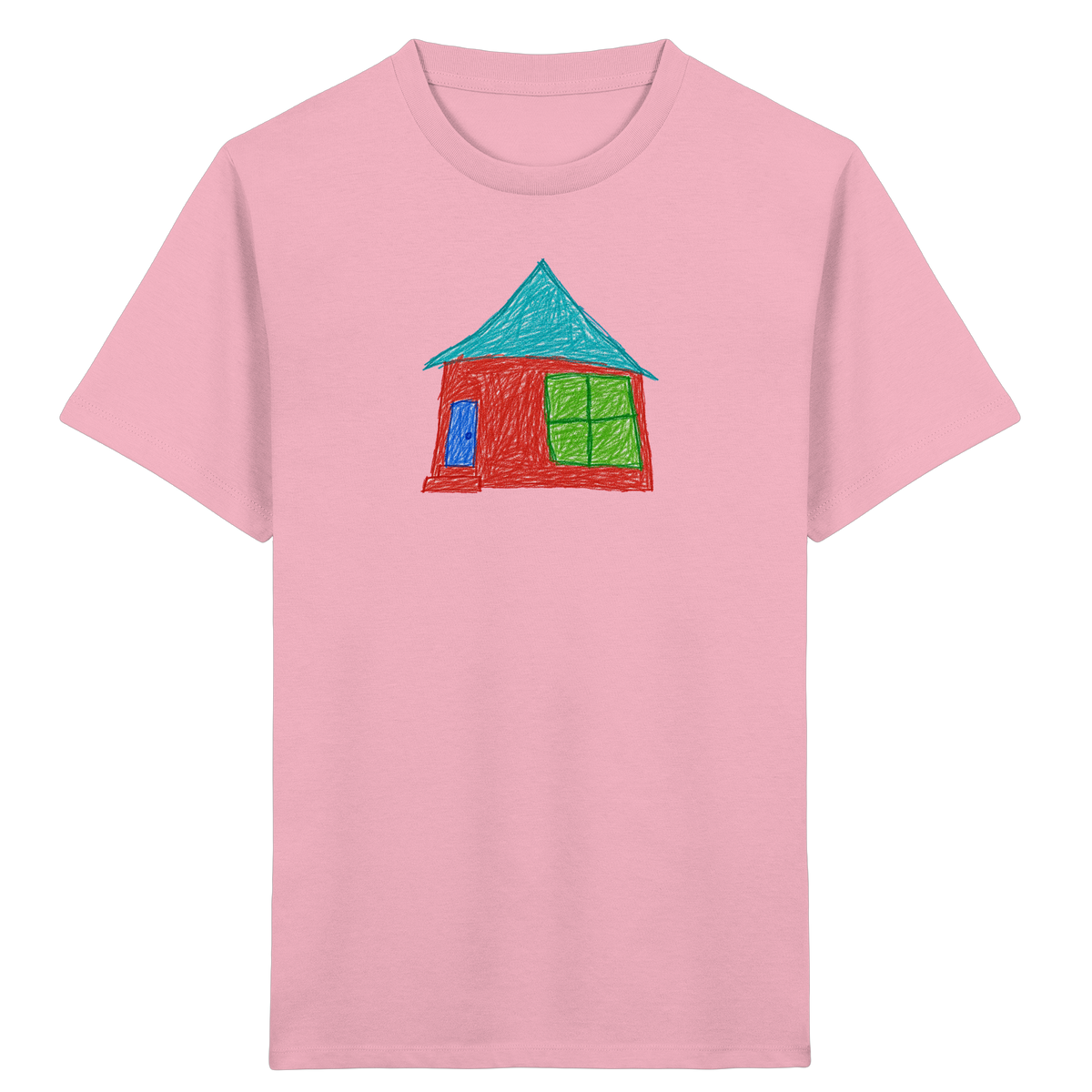 Rotes Haus mit Türkisdach - Kinder Bio T-Shirt