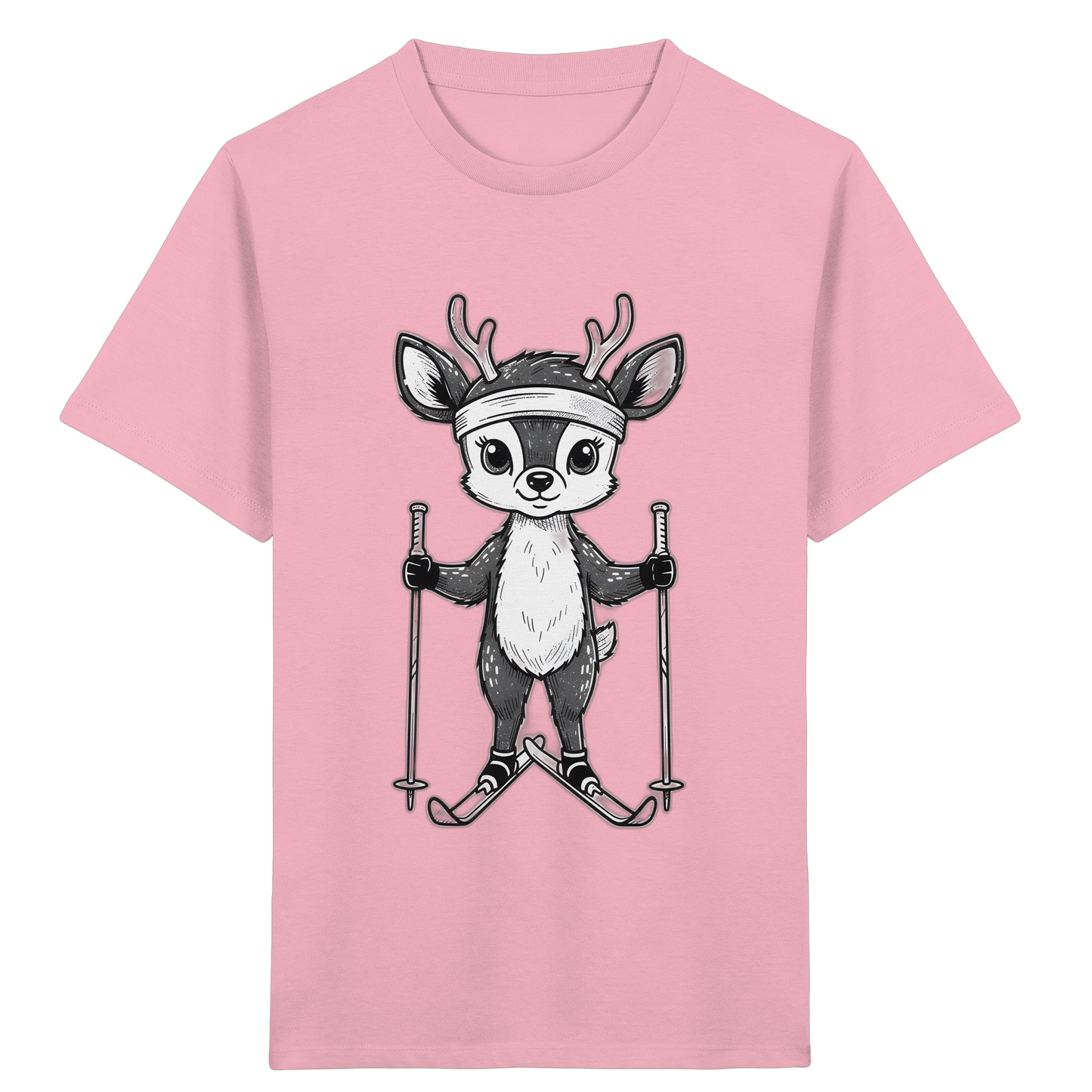 Niedliches Reh auf Skiern T-Shirt - Kinder Bio T-Shirt