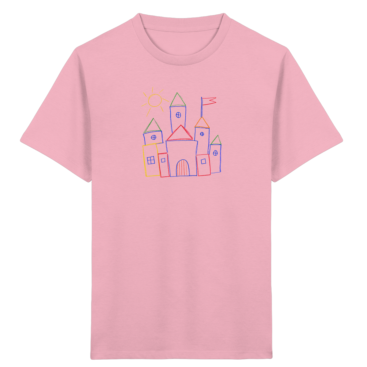 Fröhliches T-Shirt mit Märchenburg Motiv - Kinder Bio T-Shirt
