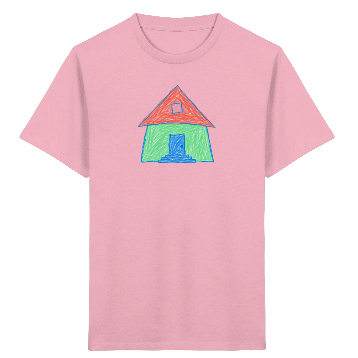 Mintgrünes Haus mit Spitzdach - Kinder Bio T-Shirt