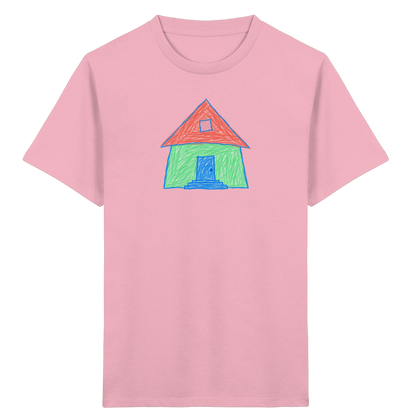 Mintgrünes Haus mit Spitzdach - Kinder Bio T-Shirt