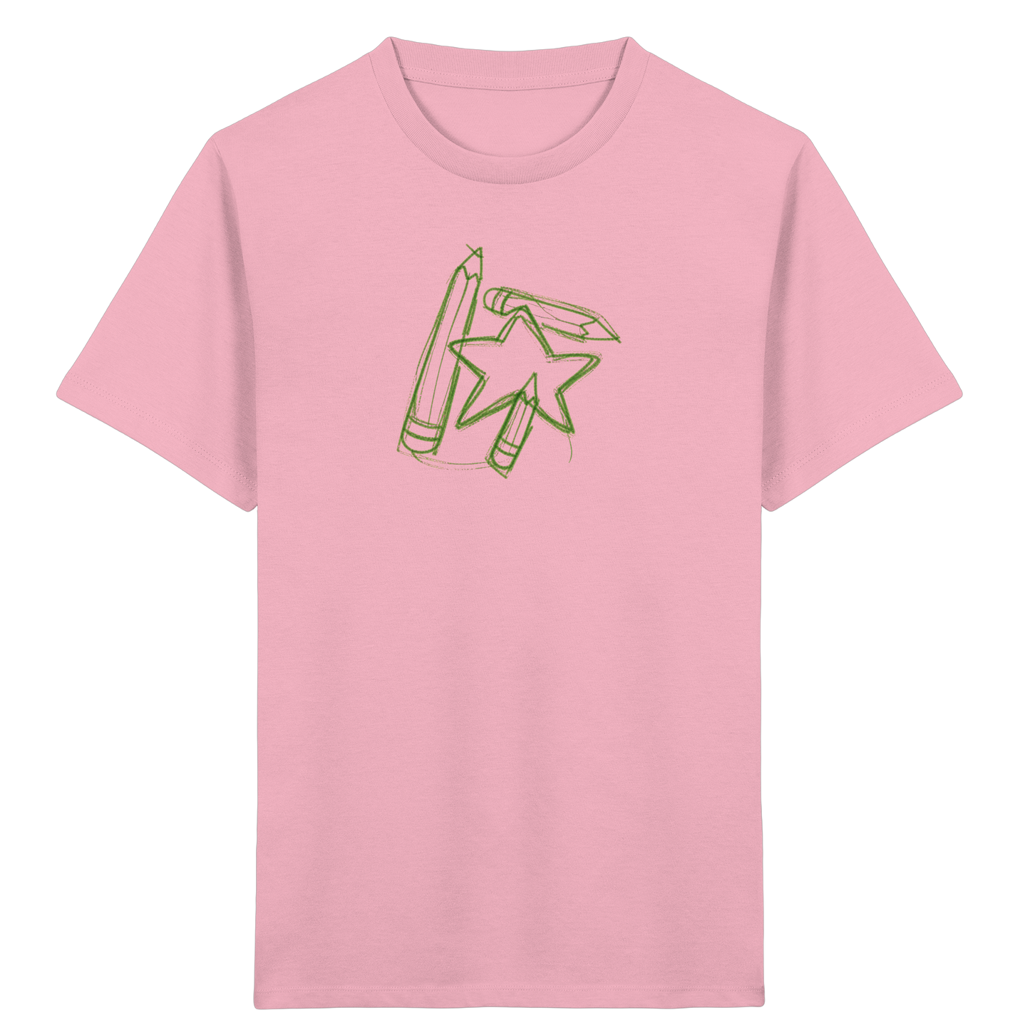 Grüne Stiftefamilie mit Mutstern - Kinder Bio T-Shirt