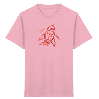Kupferne Schulrakete mit Ranzenfenster - Kinder Bio T-Shirt