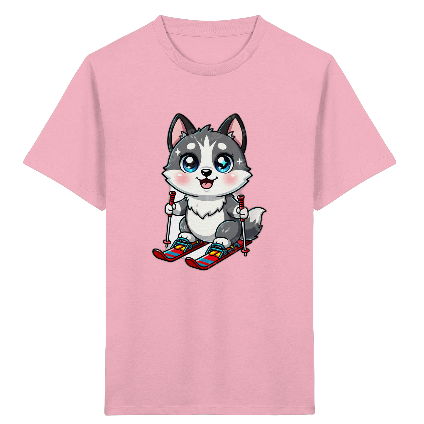 Husky Welpe auf Skiern T-Shirt