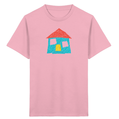 Türkises Haus mit Zwillingsfenstern - Kinder Bio T-Shirt
