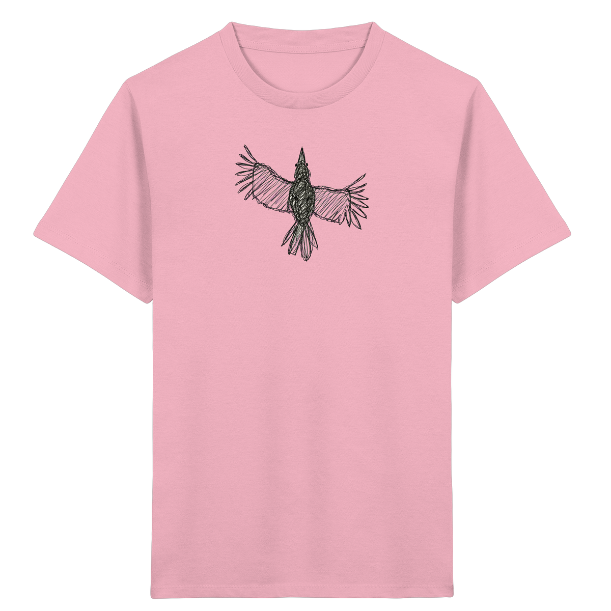 Rabe von oben gezeichnet - Kinder Bio T-Shirt
