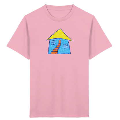 Blaues Treppenhaus Kinderzeichnung - Kinder Bio T-Shirt