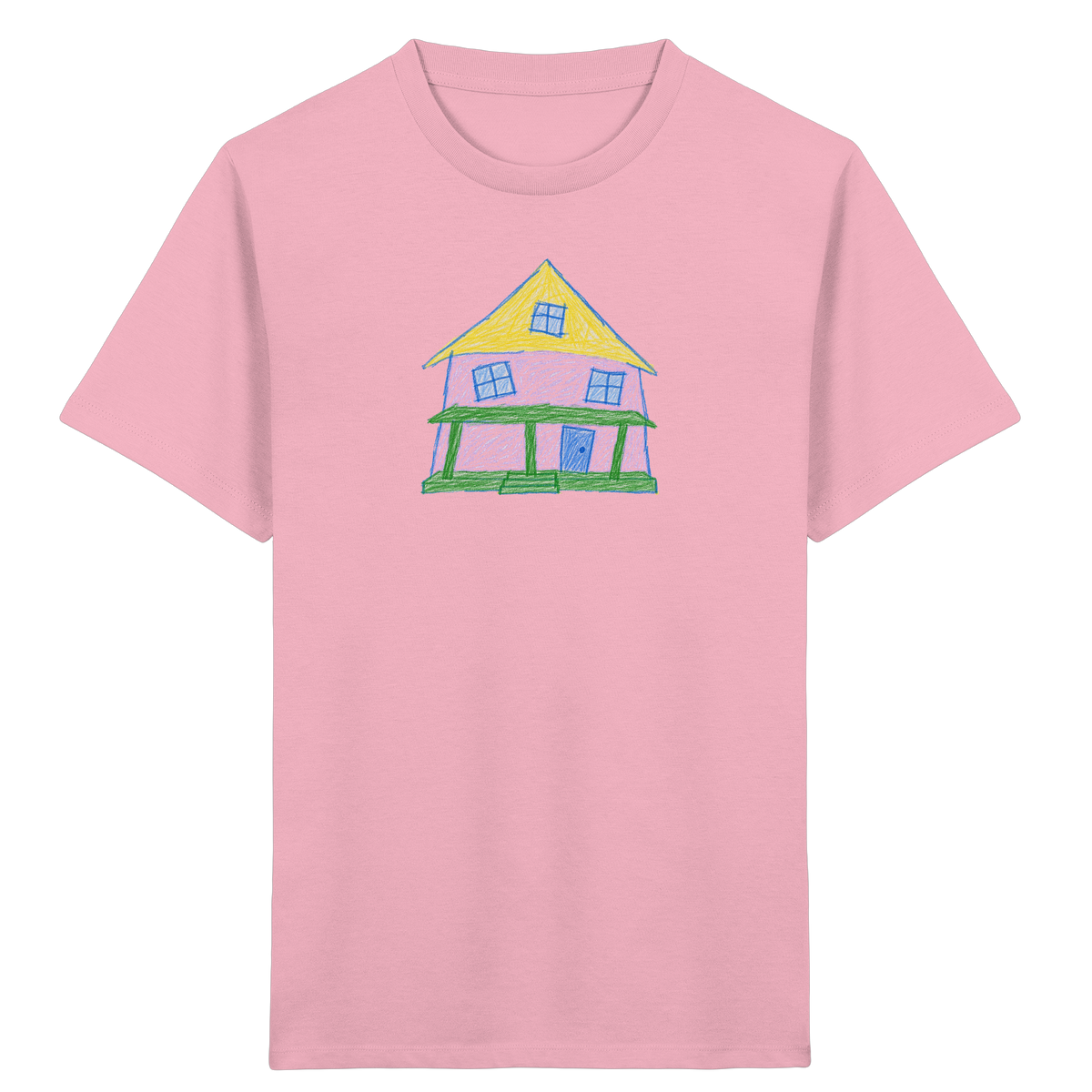 Lila Haus mit Veranda - Kinder Bio T-Shirt